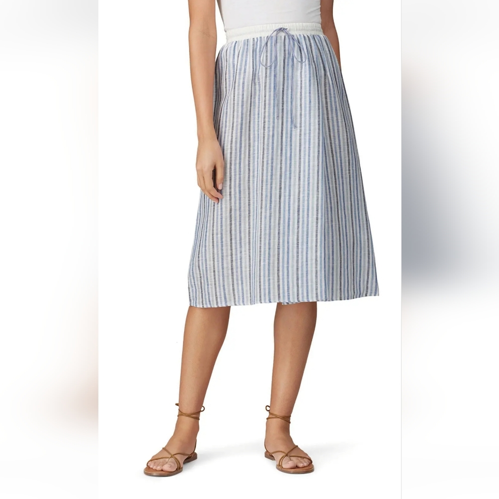 100% Linen Sita Murt Stripe Knee Length Skirt Size 38(4) NWT Retail $200